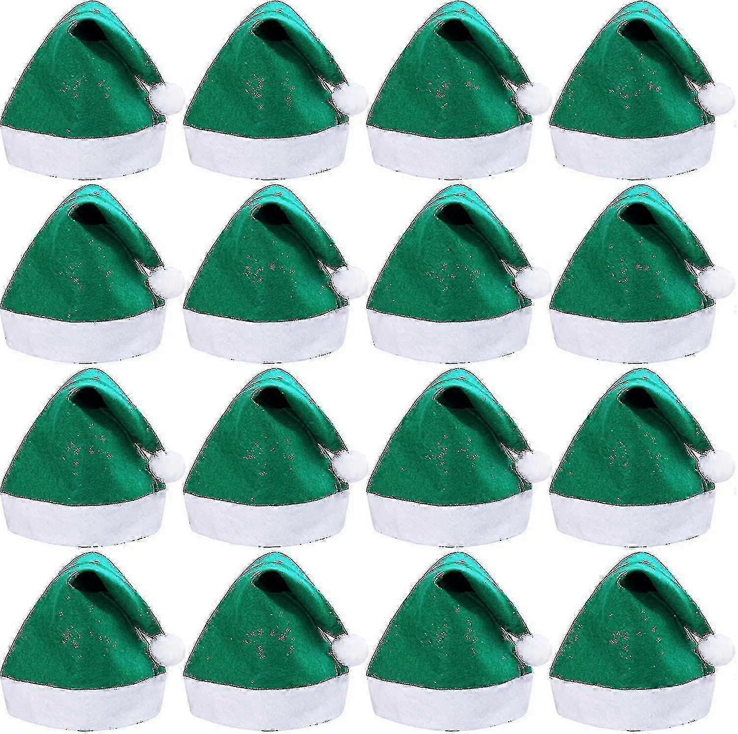 16 Balenie vianočných netkaných mikulášskych klobúkov na vianočné kostýmy Dekorácia-zelená