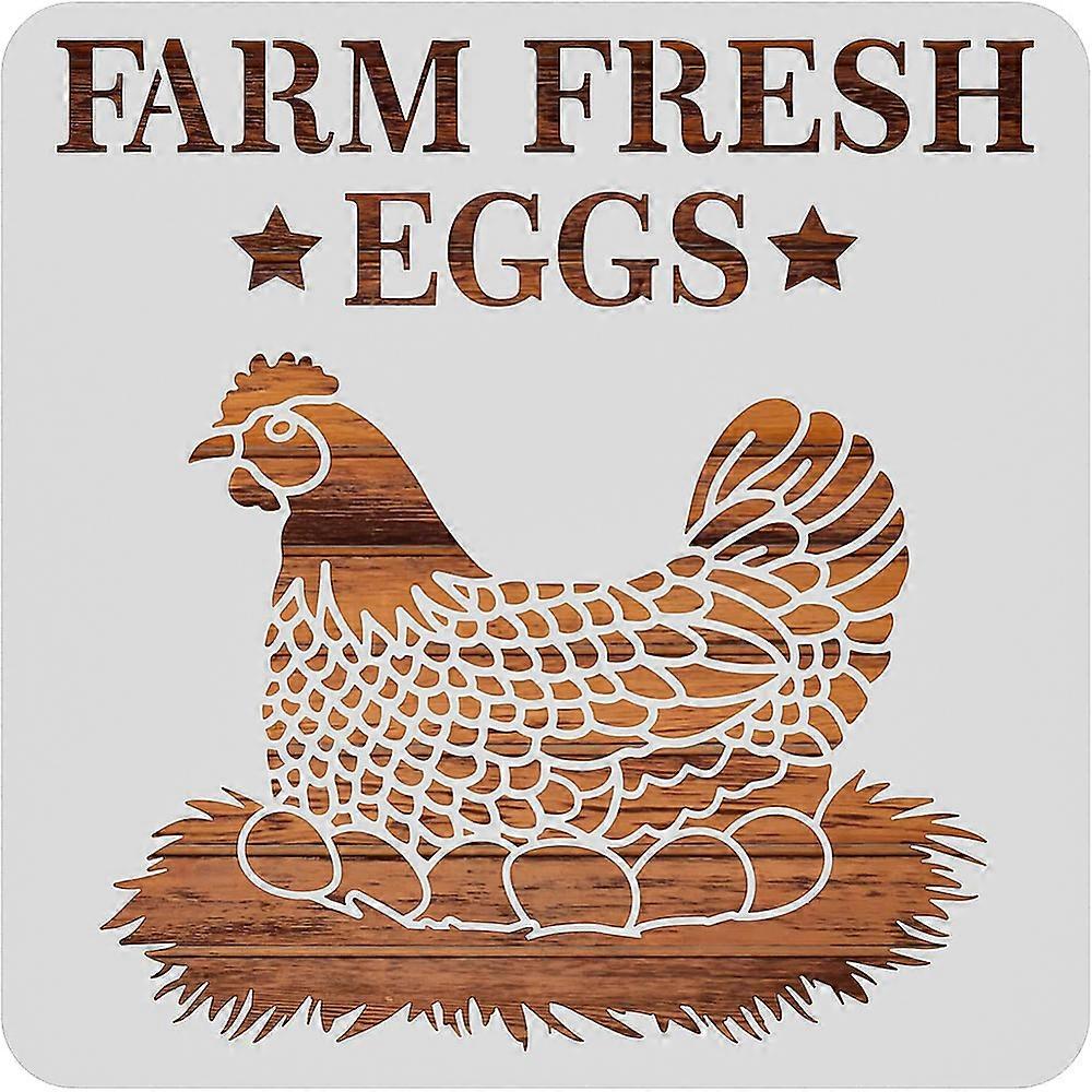 1pc 30x30cm Hen Pattern Plastic Painting Stencils Farm Fresh Eggs Large Reusable Stencil Template for Painting on Scrapbook Fabric Tiles Floor Wood