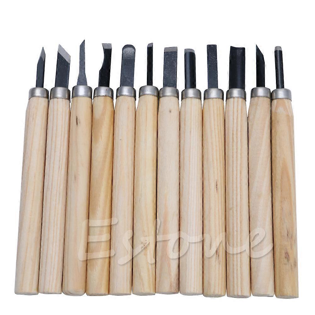 12pc Professional Wood Carving Hand Chisel Knife Tool Set Woodworkers Gouges
