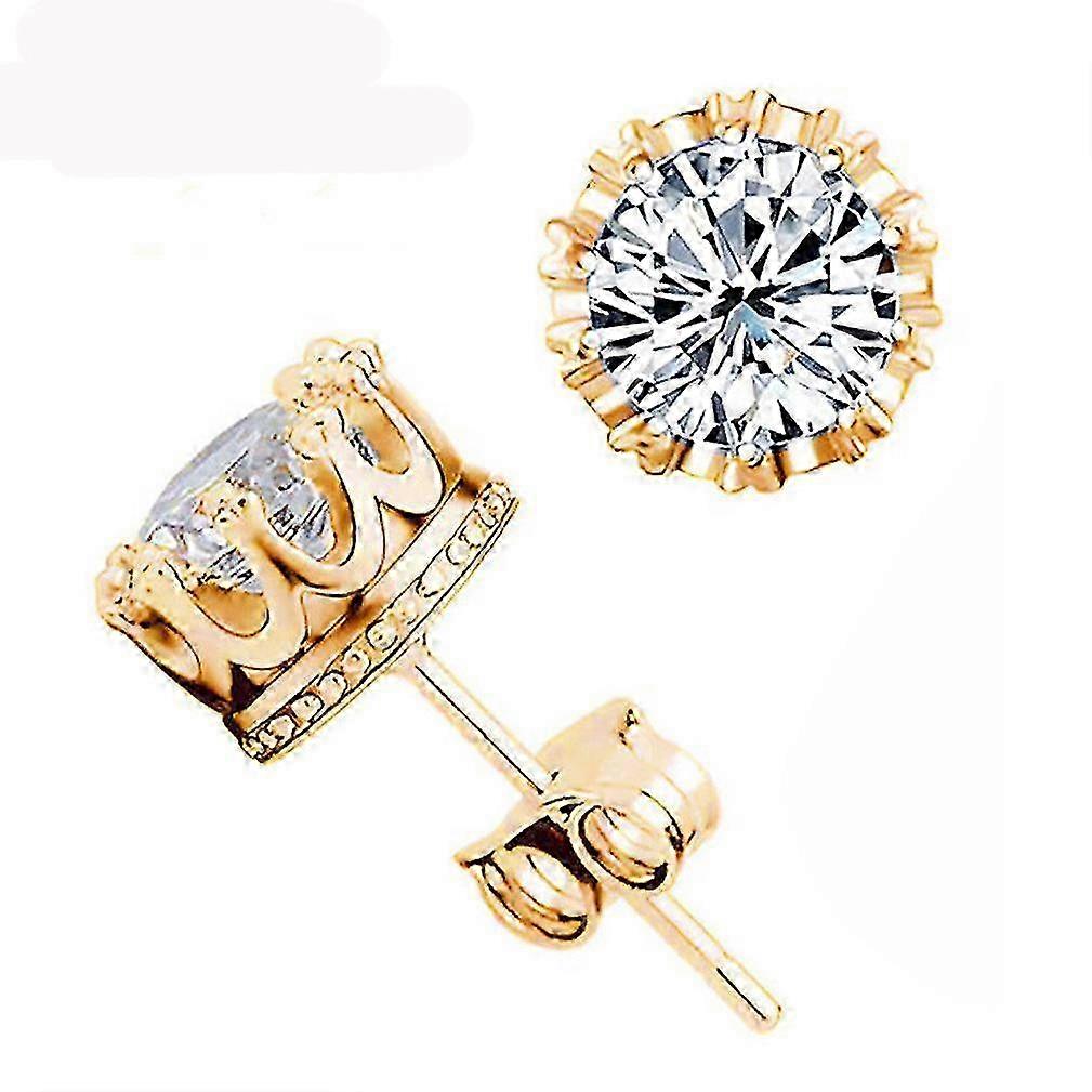 Ear Studs Crown Alloy Crystal Silver Zircon Earrings for Wedding