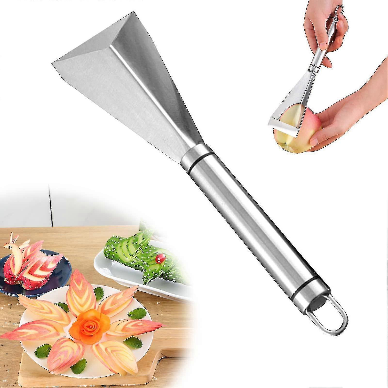 Edelstahl Fruchtschnitzmesser - V Form Kanal Messer Werkzeug, Obst & Gemüse DIY Carving Tool, Food Carving Mold Carving Tool