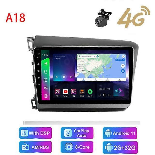 HD multimedia car stereo radio android video Navigation GPS carplay/auto 4G AM/RDS/DSP For Honda Civic 2012 2013 2014 2015