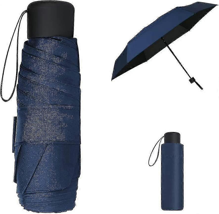 Mini Travel Umbrella. Black Compact Folding Umbrella. Small Light-weight