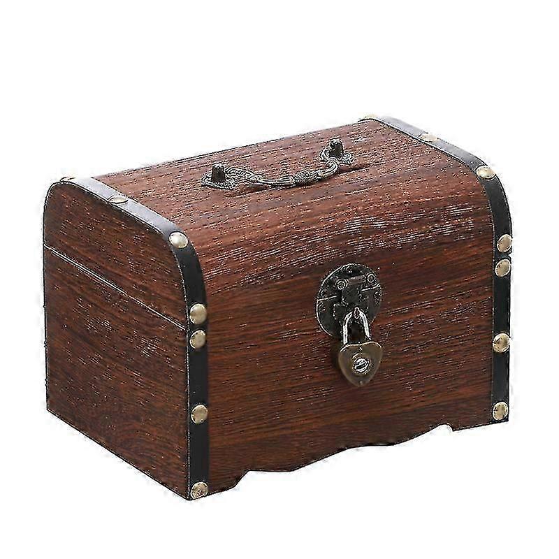 بنك أصبع صندوق كنز خشبي ، بنك أموال آمن مصنوع يدويا من الخشب الصلب مع قفل ومفاتيح ، 1 قطعة