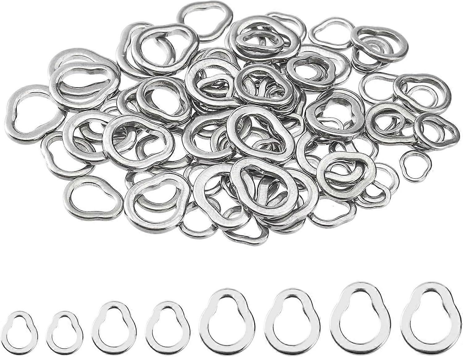 80Pcs 4 Sizes Stainless Swivel Solid Ring Pear Shape Fishing Lure Connector High Strength Solid Ring Line Saltwater Solid Ring Fishing Freshwater Loop