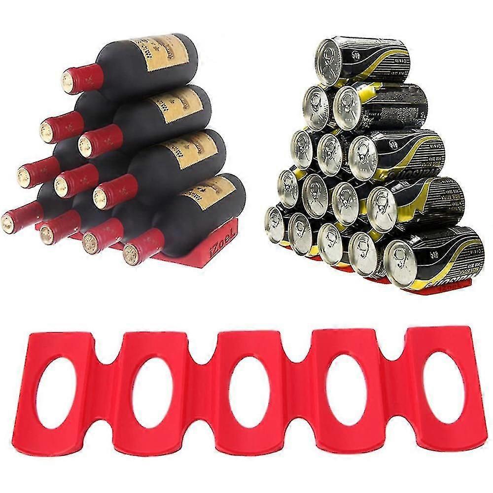 Bottle And Can Stacker For Fridge Storage Save Space, Red