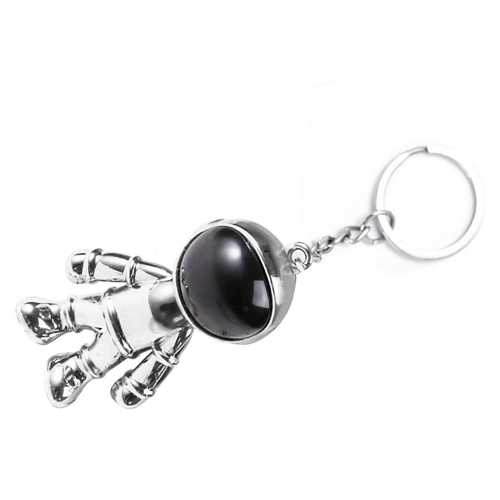 Spaceman Keychain Glossy Surface Trendy Unisex Spaceman Keyring for Backpack Hangbag Silver