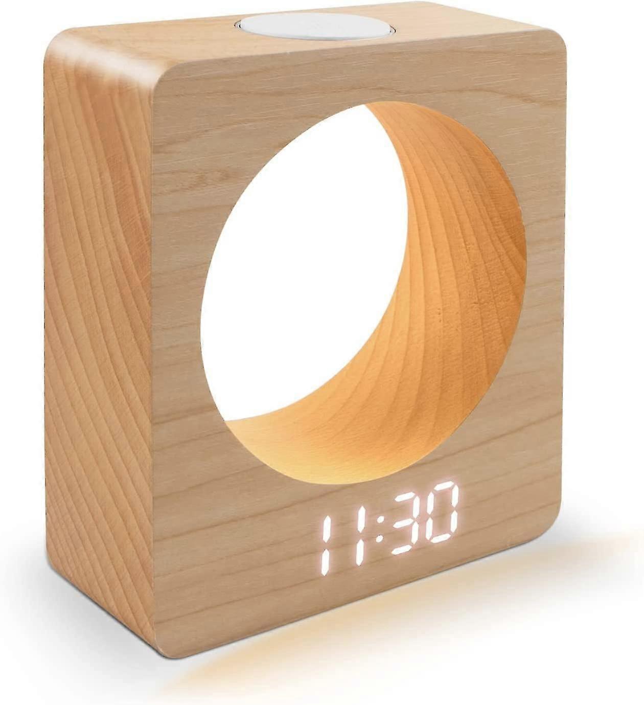 Digital Wooden Alarm Clo, 3 Levels Dimmer, 3 Alarm Settings Wood Led Clos,0440