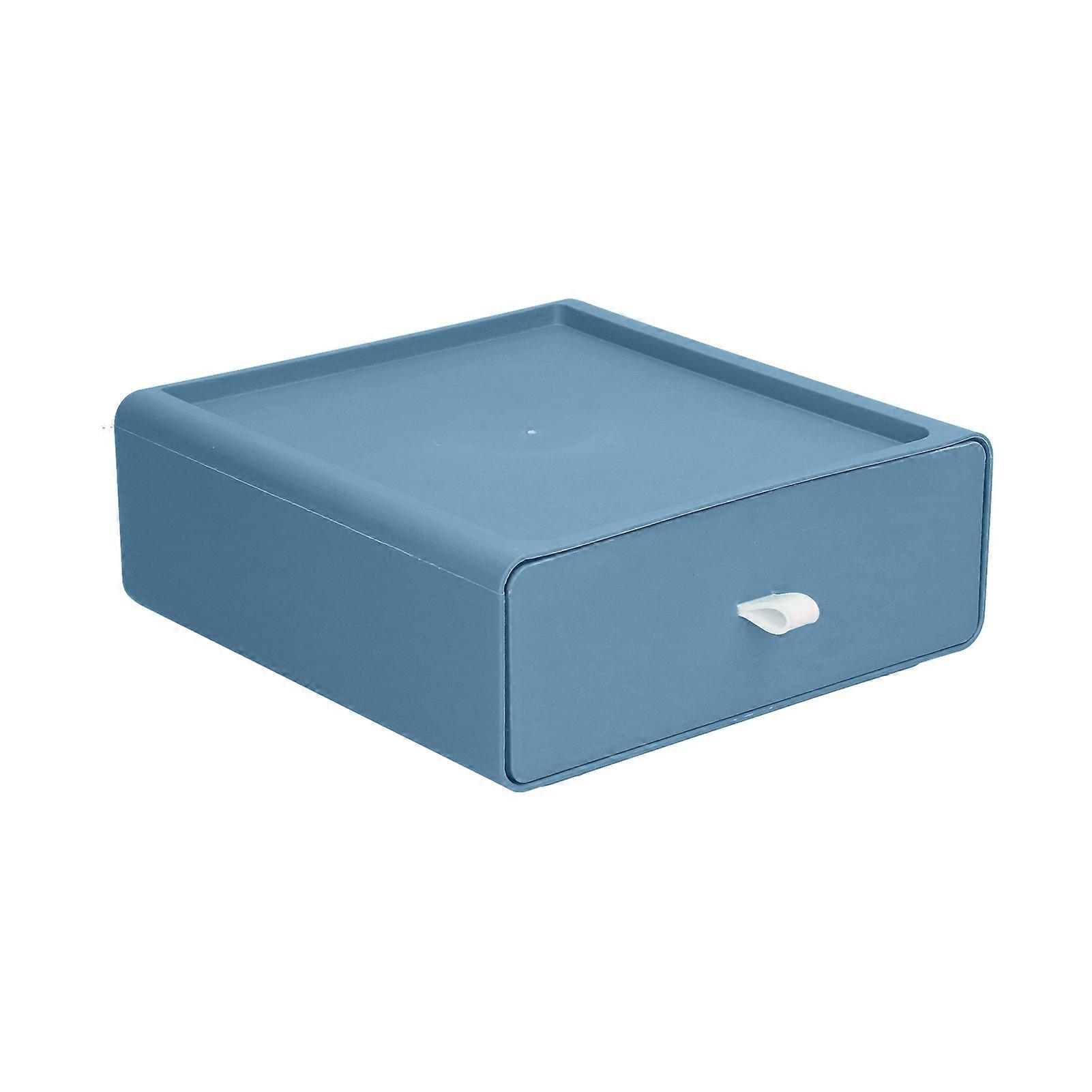 Storage Box Large Capacity Dustproof Square Desktop Drawer with Silicone Strip for Makeup Accessories Jewelry StationaryBlue