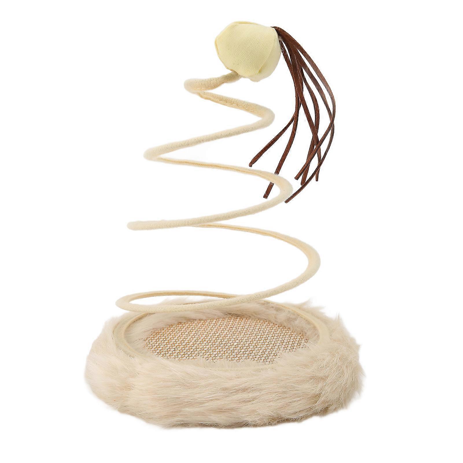 Spring Plate Cat Toy Foldable High Elasticity Stable Standing Interactive Cat Toy with Scratcher Base for Indoor