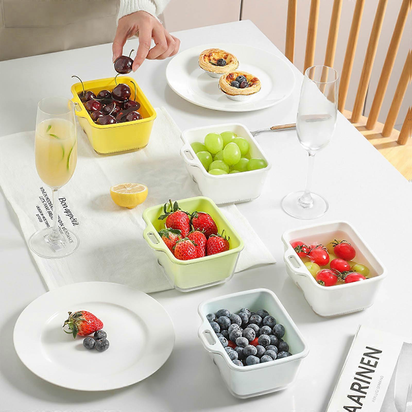 Double-Layer Fruit Vegetable Storage Basket Vegetable Washing Fruit-Basket