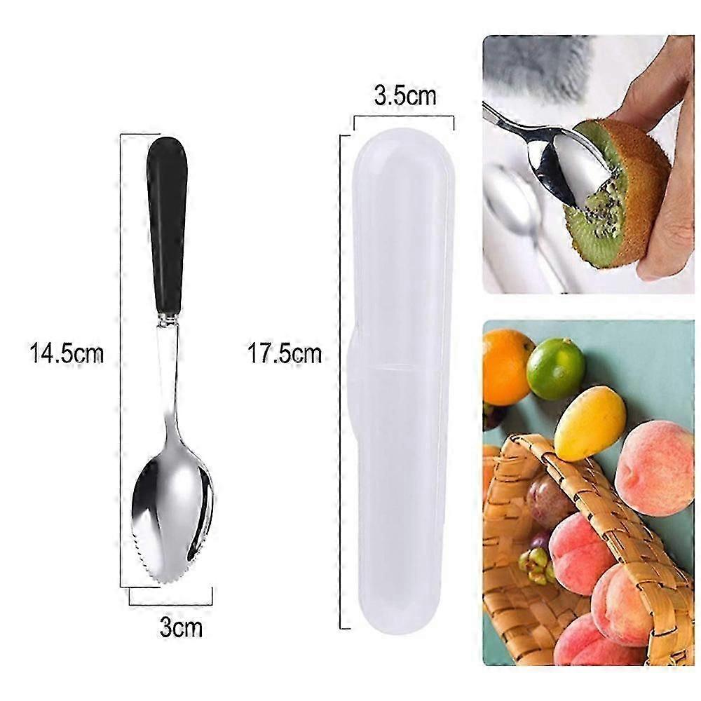 Grapefruit Spoons with Round Serrated Edges for Fruit and Dessert, Ceramic Handle Stainless Steel Spoons with Storage Box-Good