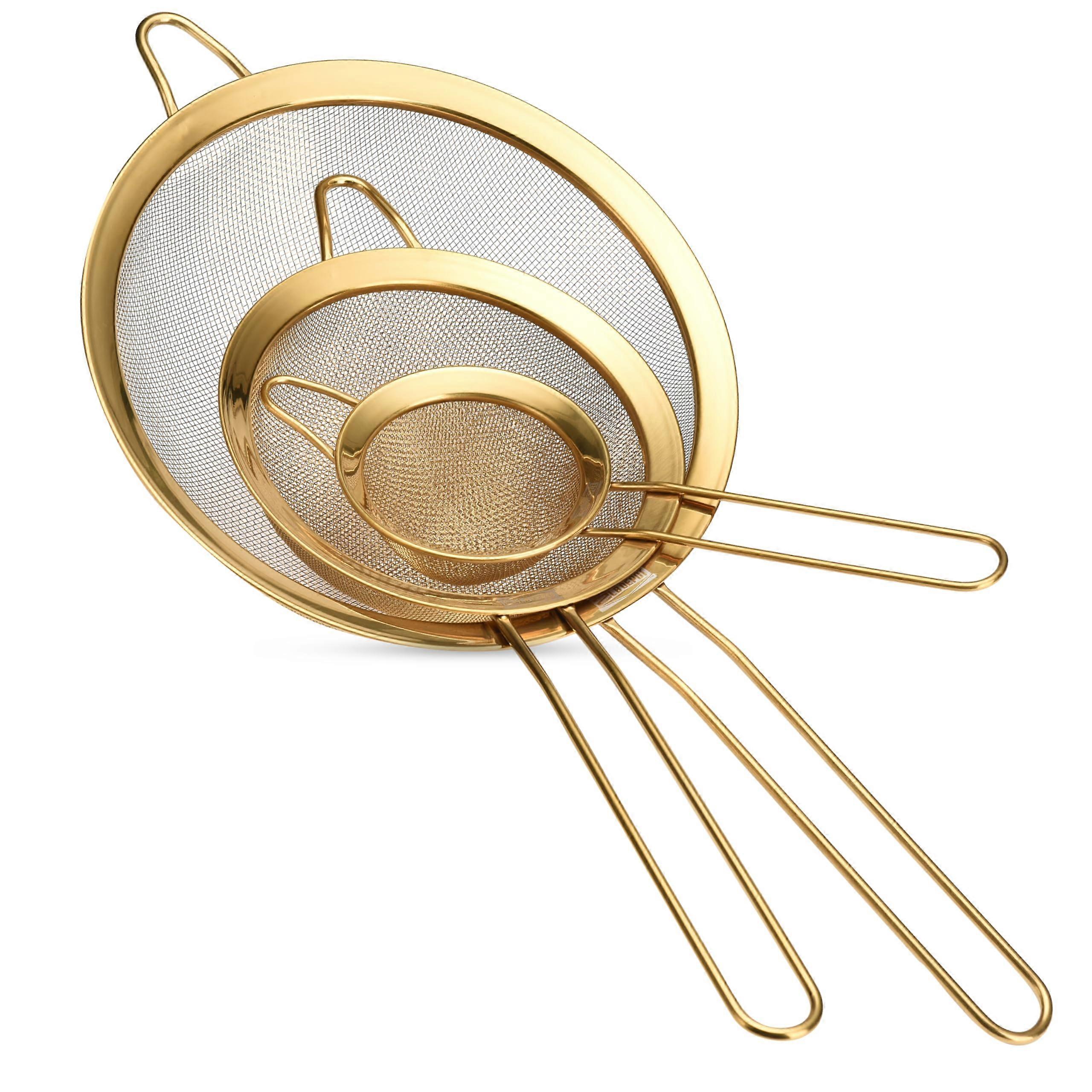 3-Piece Extra-Fine Mesh Strainers with Long Handles, Kitchen Set
