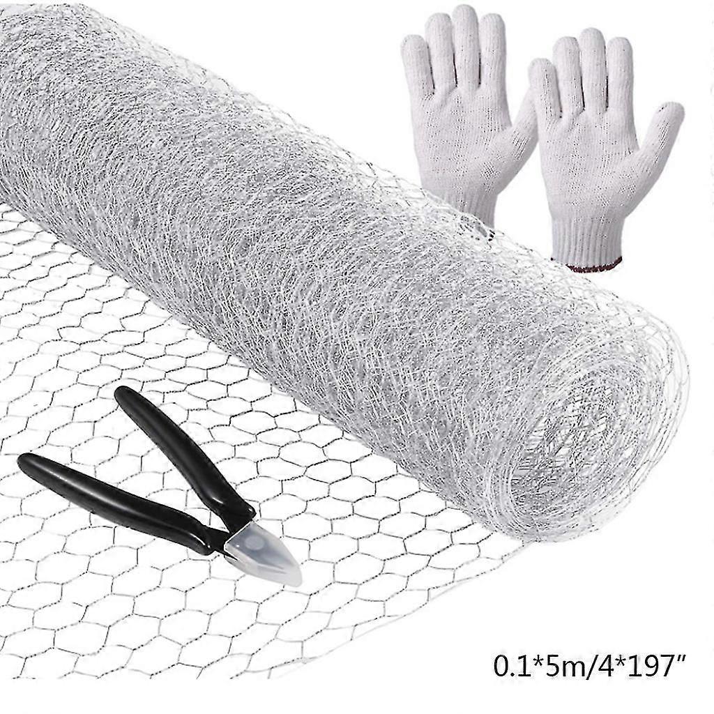 Chicken Wire Net for Craft Projects Lightweight Galvanized Hexagonal Wire Mesh with Mini Wire Cutting Pliers Gloves