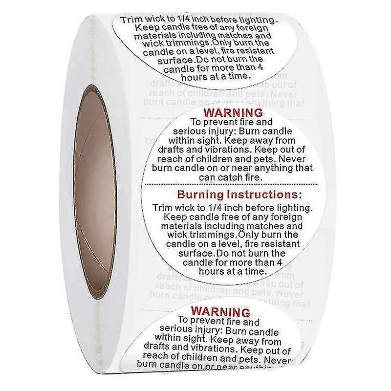 500pcs 3.8cm Warning Label Candle Jar Container Sticker Waterproof
