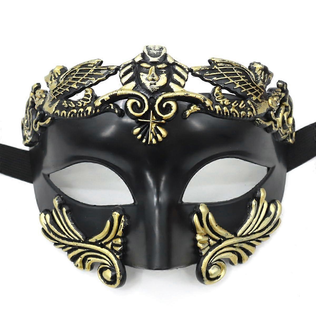 Half-Face Masquerade Mask for Men, Elegant Party Accessory, Black Color, Adjustable Fit, Lightweight Material