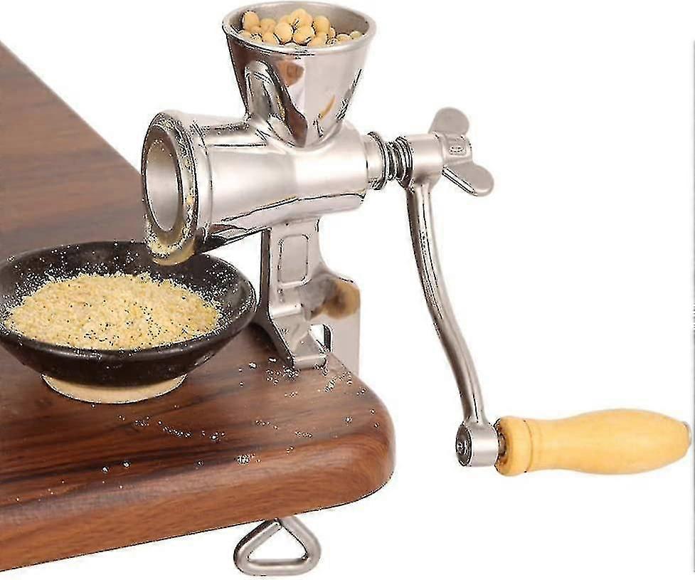 2023 - Manual Grain Grinder, Table Clip Design Grain Corn Grinder With Wooden Handle, Household Kitchen Tools Stainless