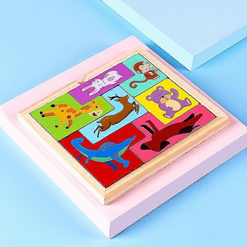 Wooden Blocks Puzzle Brain Teasers Toy Tangram Jigsaw Intelligence Colorful 3d Russian Blocks Game Animal (7 Pcs)