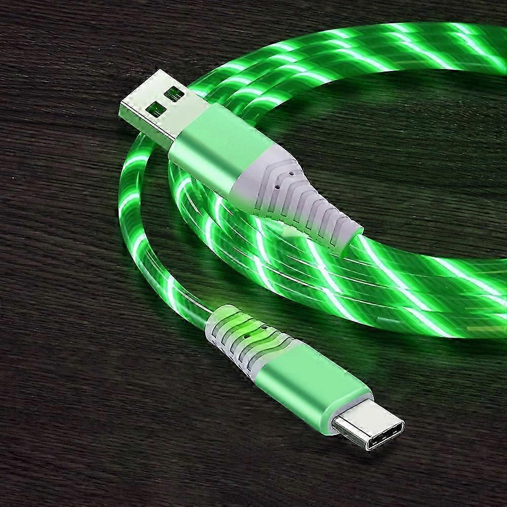 1m Glowing 3A Fast Charging Type-Cle High-Speed Flowing Streamer Light LED Data Transfer USB