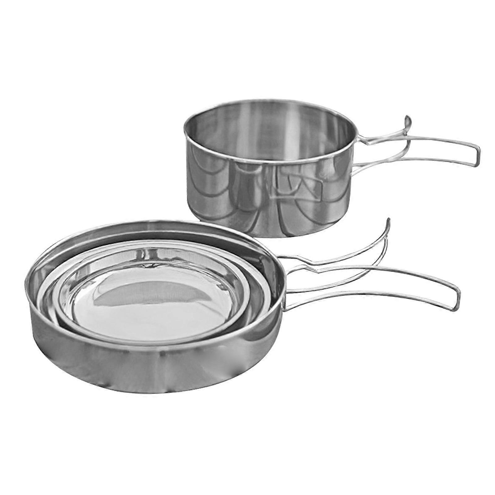 8x Camping Tableware Cooking Pot Set Lightweight for Picnic Family Frying