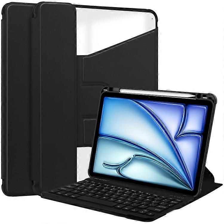 Compatible For iPad Air 11 (2025) Case 360-Degree Rotary Stand PU Leather + Acrylic Tablet Cover with Keyboard