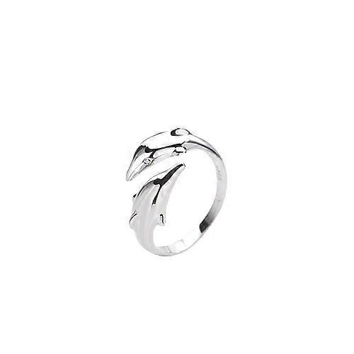 Semplice moda argento colore piuma delfino regolabile anello gioielli squisito anello per le donne festa regalo di fidanzamento di nozze