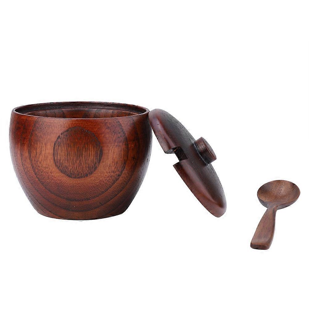 Solid Wood Spice Jar With Spoon And Lid 1-Piece Seasoning Jar Sugar Container Kitchen Tool