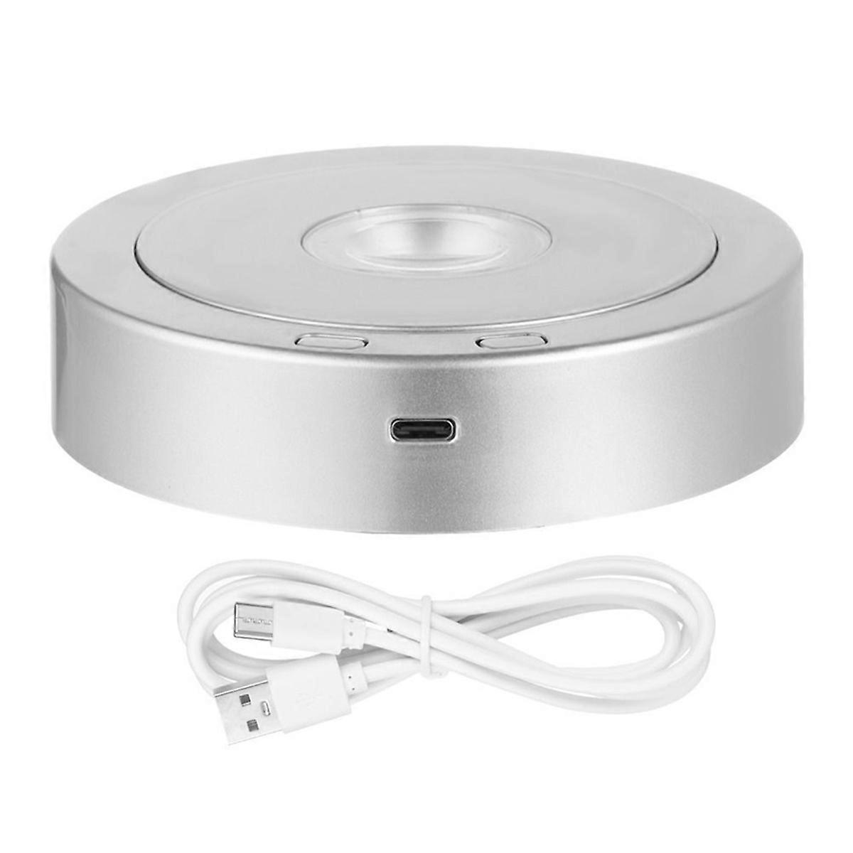 Led Rotating Display Stand Base for Crystals Lighted Base(Silver)