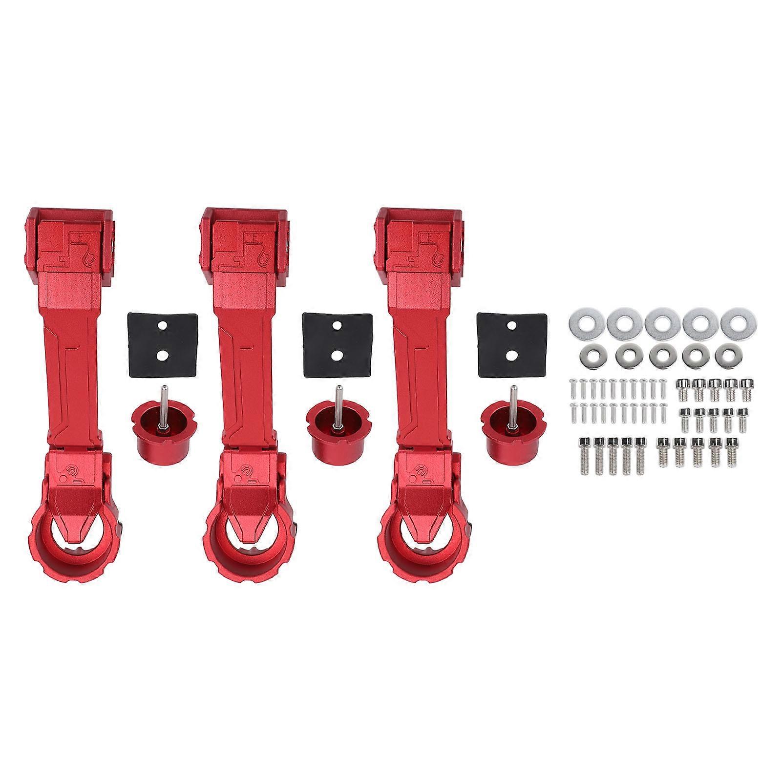 3 PCS Car Exterior Mechanical Door Handles Kit Stylish Look Aluminium Alloy Door Handles Kit for JK 2007-2017 Red