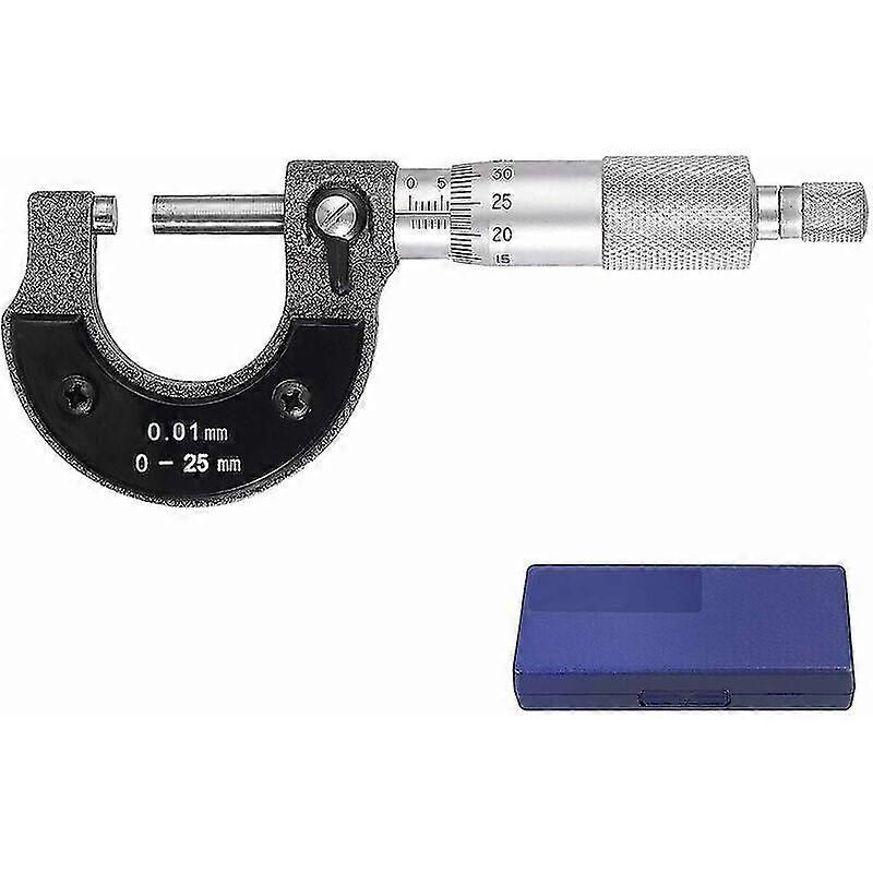 Precise Outside Micrometer Caliper Outside Diameter Measuring Tool 0-25mm Micrometer 0.01mm Graduation for Auto Repair and Automotive,