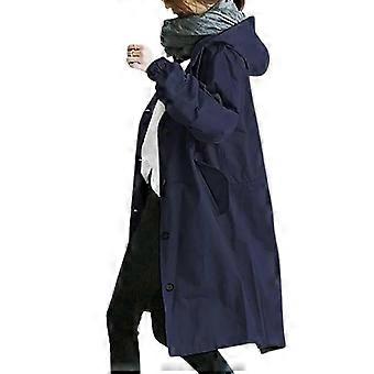 Chaqueta cortavientos para mujer casual Bolsillos sueltos con botones con capucha a prueba de viento impermeable para senderismo al aire libre M azul violáceo