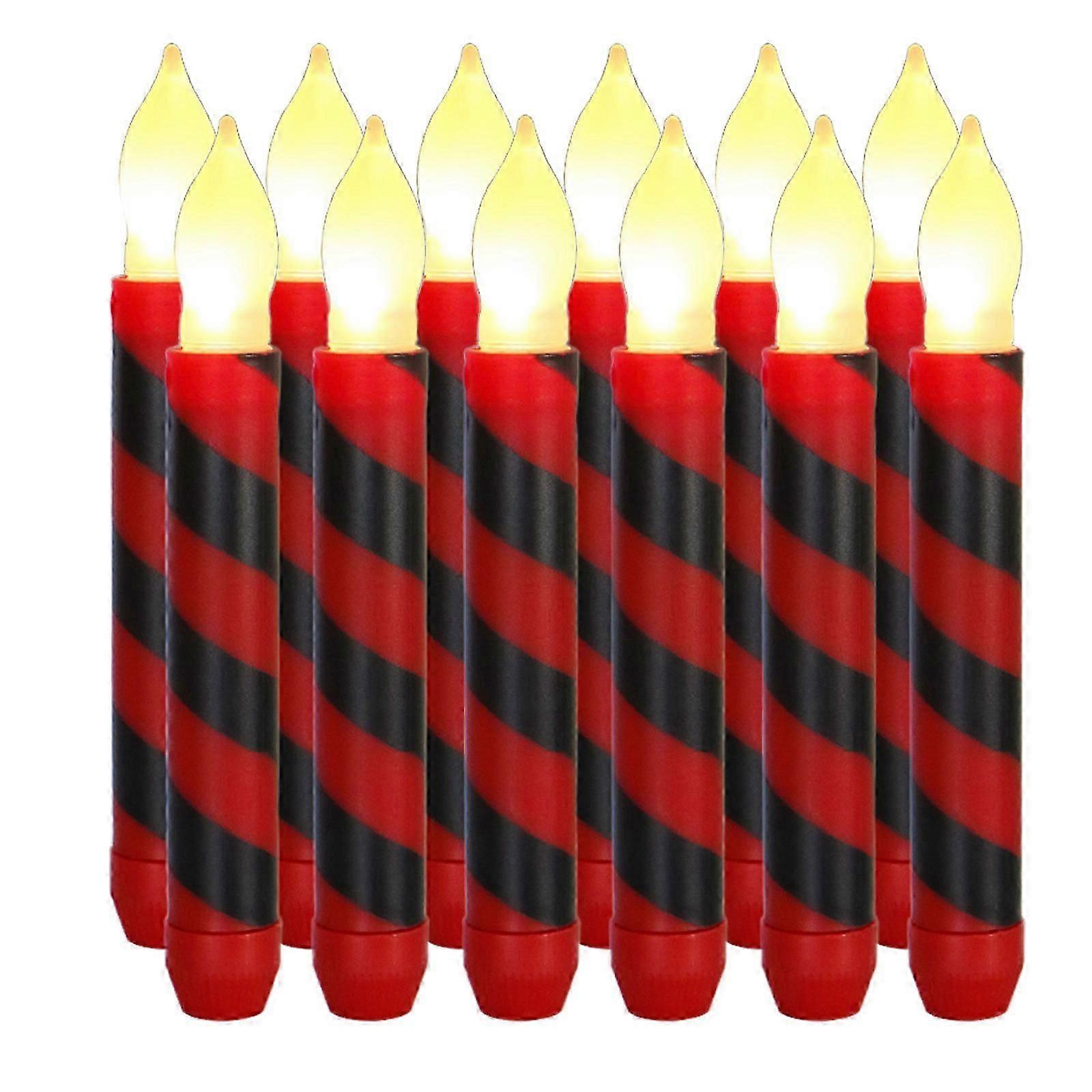 12X Flameless Taper Candles Flickering, Battery Operated Led Warm 3D Wick Light Candles