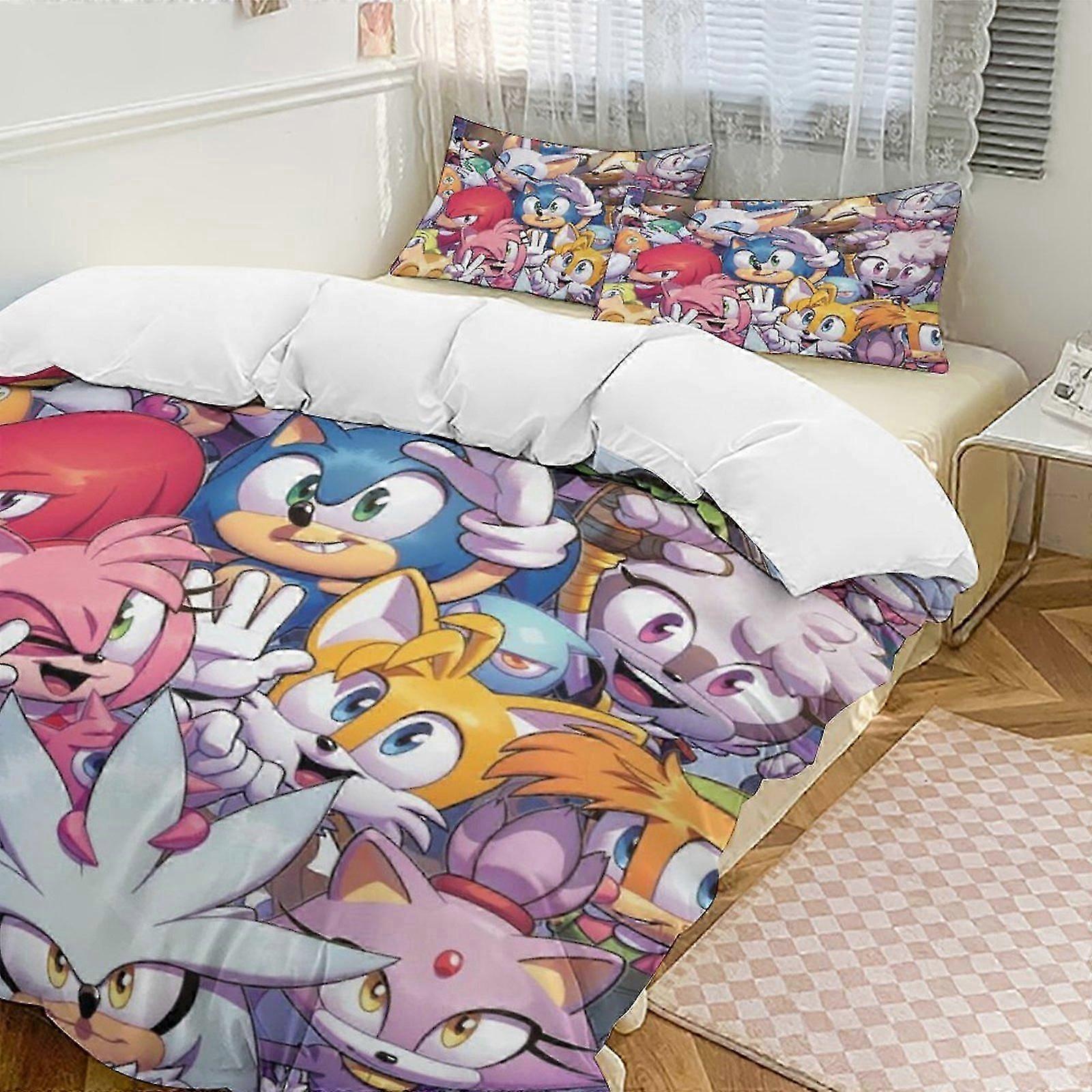 a2003 ملاءات السرير سونيك الفراش مجموعة غطاء لحاف مجموعة الكرتون موضوع الأطفال غرفة السرير ملاءات السرير iip2003