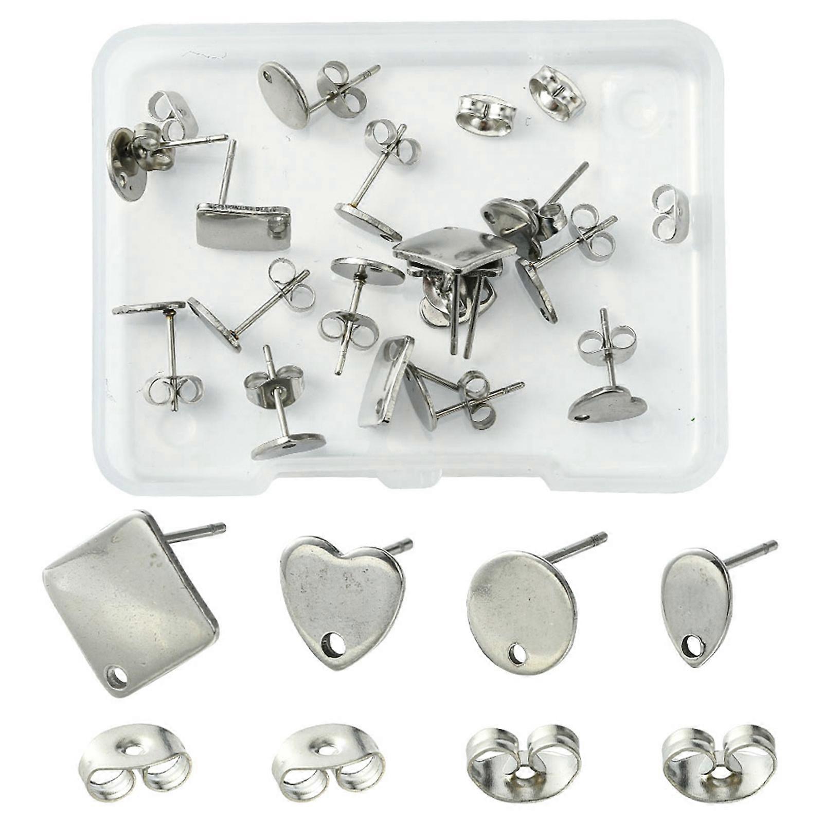 201 & 304 Stainless Steel Ear Stud Findings with Loop Jewelry Findings