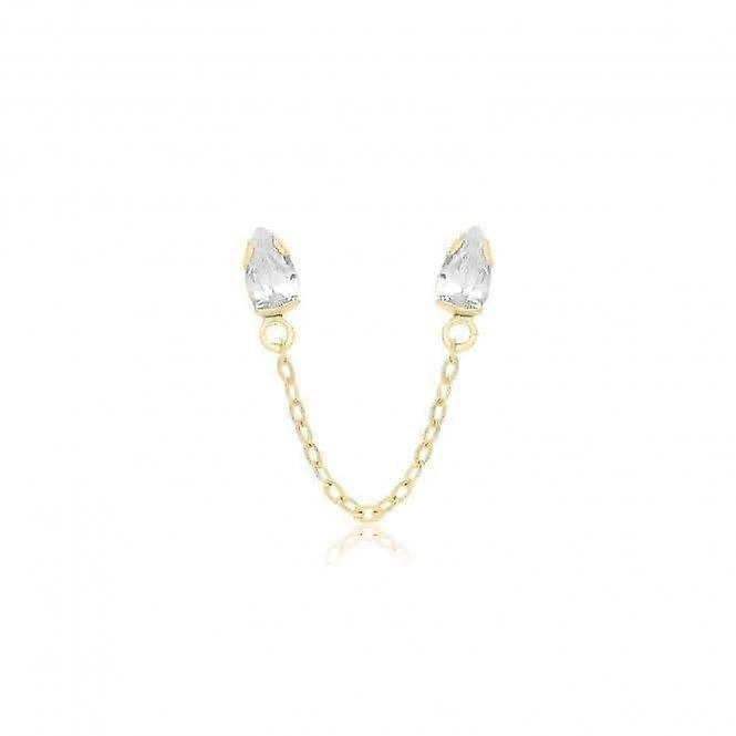 9ct Yellow Gold Zirconia Studs With Connecting Chain ES745