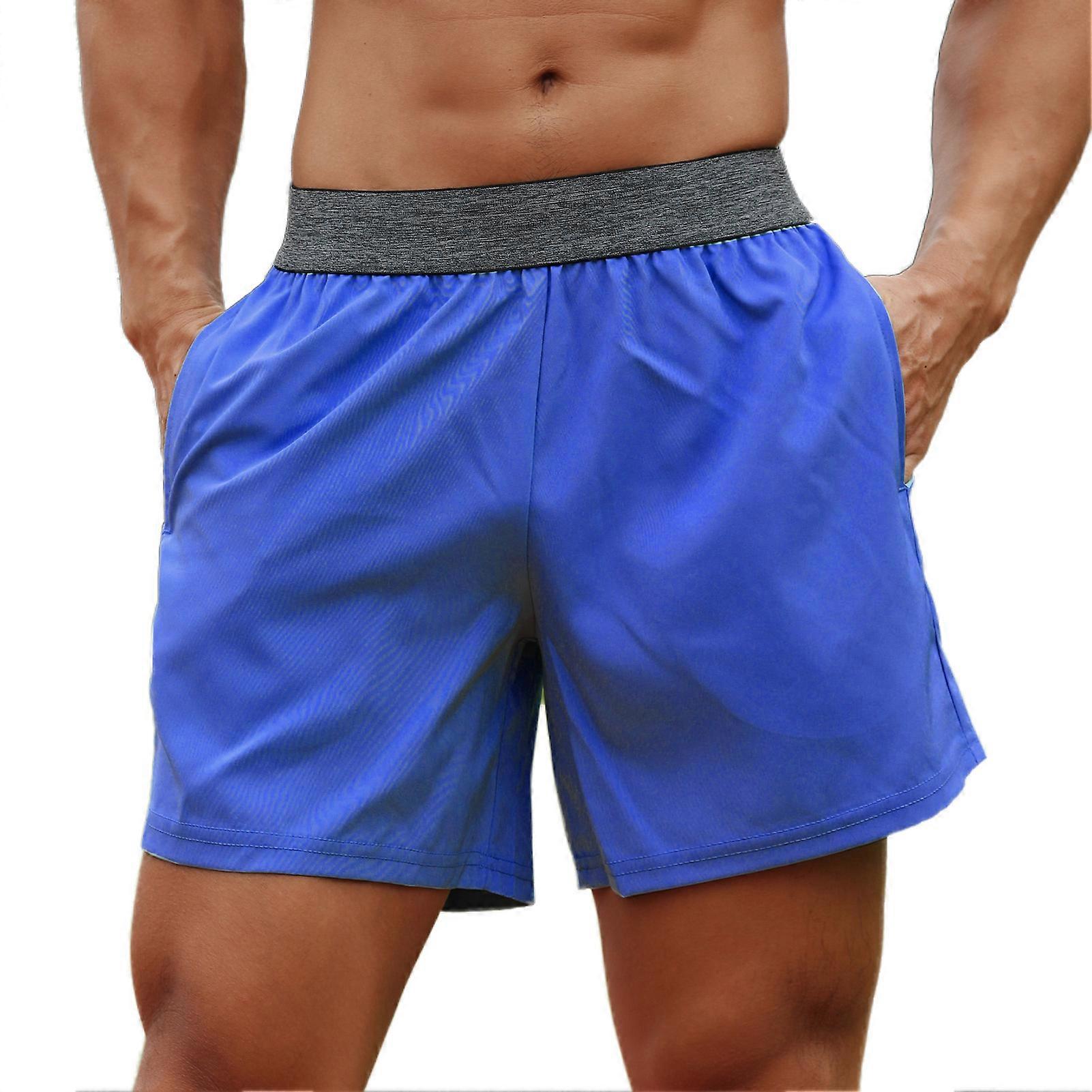 Men Sport Elastic Waist Pocket Towel Loop Running Basketball Gym Athletic Loose Fit Quick-dry Casusal Shorts