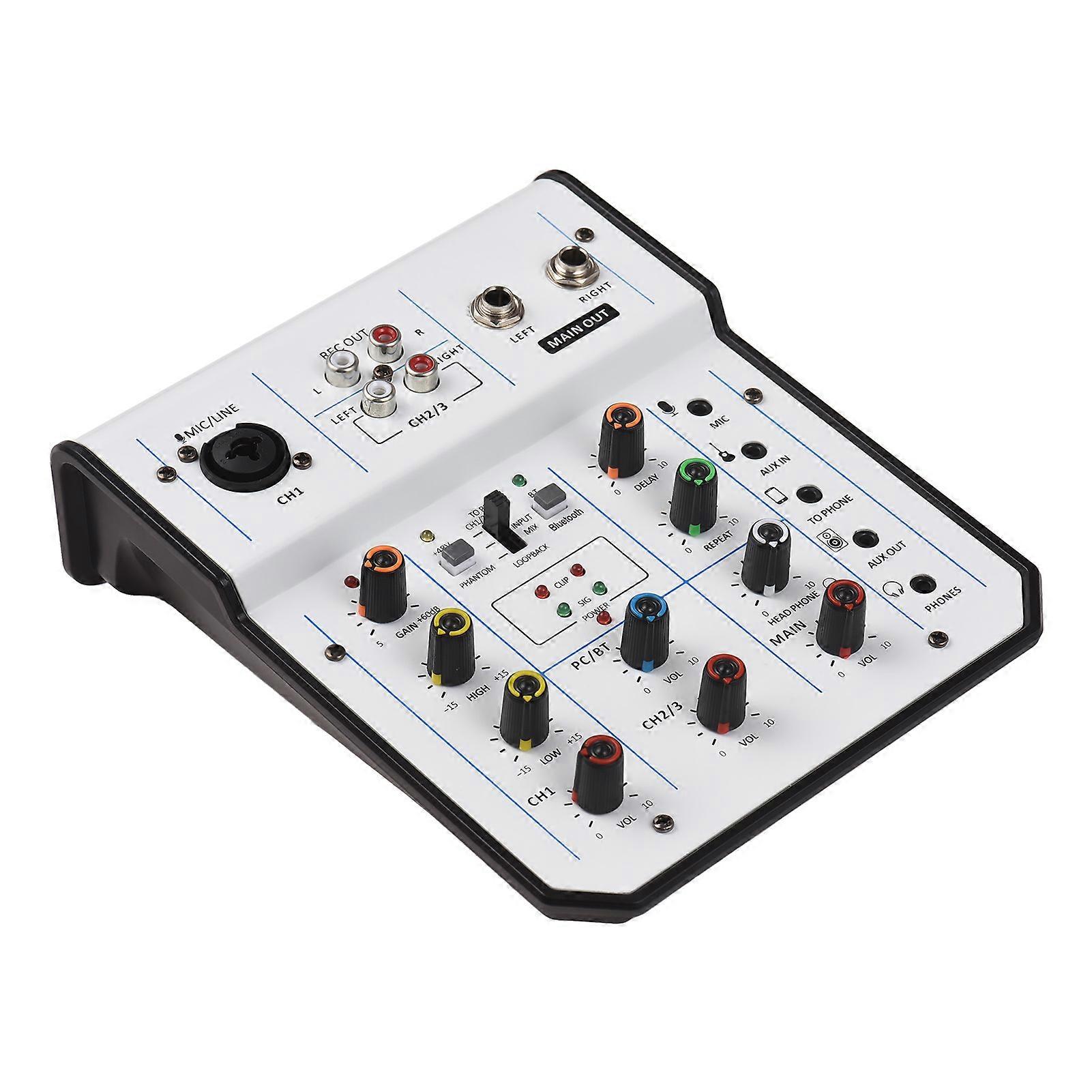 Audio Mixer 3-Channel Mixing Console 48V Phantom Power for Home Studio Recording DJ Network Live Broadcast Type-C Power Supply XLR/6.35mm/3.5mm Conne