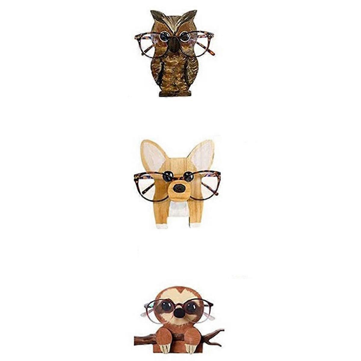Wooden Animal Glasses Storage Ornaments Office Desktop Wooden Crafts