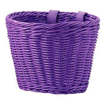 Guidão dianteiro Rattan cesta de bicicleta tecida à mão cesta de bicicleta tecida para meninos Meninas Bicicletas cesta de vime com tiras de couro branco
