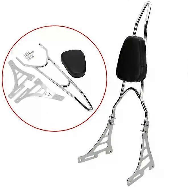 Chrome Rear Backrest Pad Sissy Bar Cushion compatible for Harl-ey Sportster XL883 1200 04-15