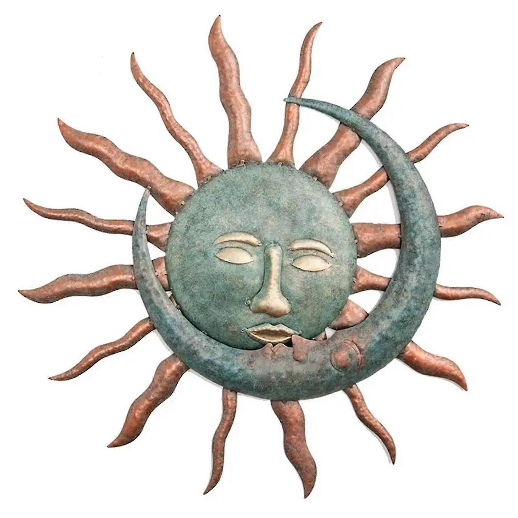 Sun and Moon Art Decoration Metal Crafts Gifts Wall Hanging Ornament for Home Garden Courtyard
