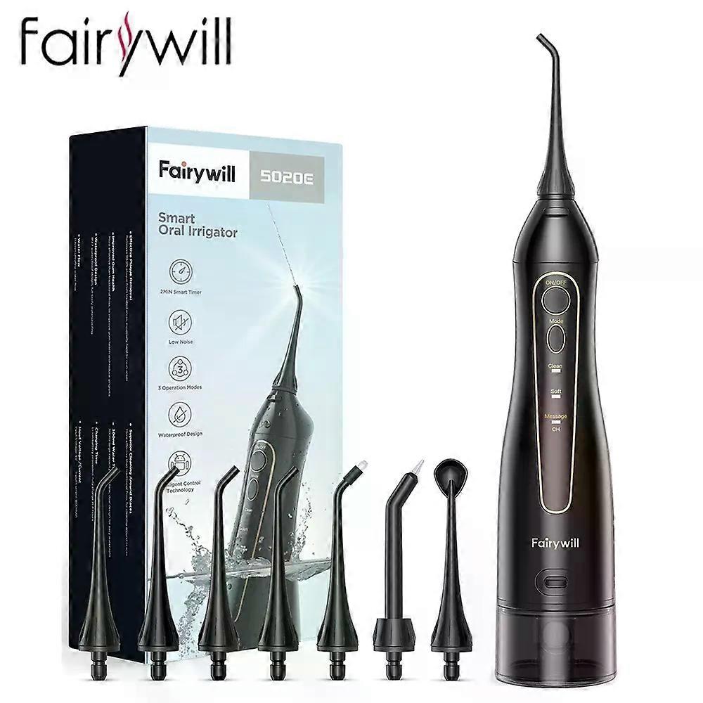 Fairywill Portable Dental Water Flosser Oral Irrigator USB Rechargeable Water Floss Jet Tooth Pick 7Tips 300ml Mouth washing ma