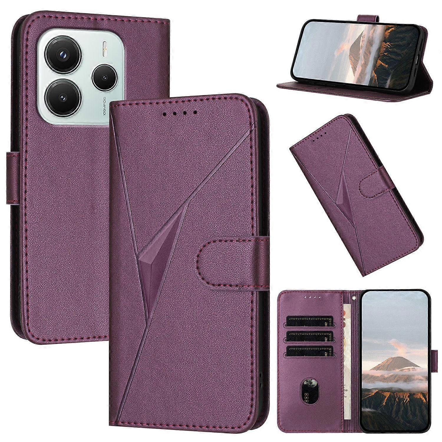 Triangle Pattern Buckle Clasp Leather Phone Case
