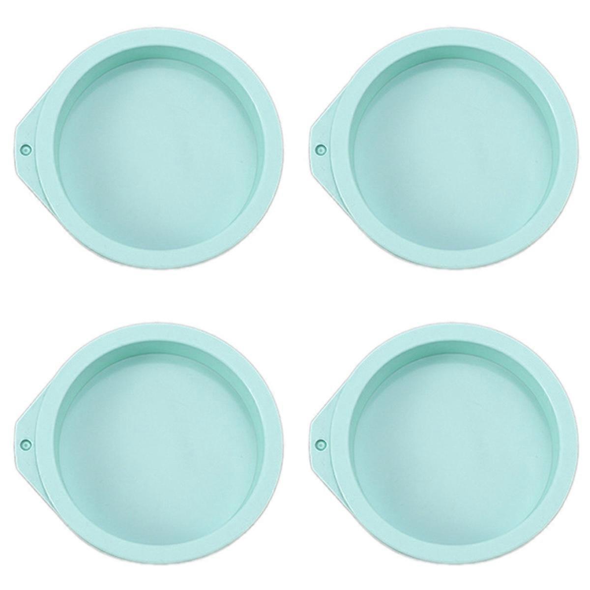 4Pcs Cake Pan Round Cake Layer Set Silicone Bakeware Mold,Blue,4Inch
