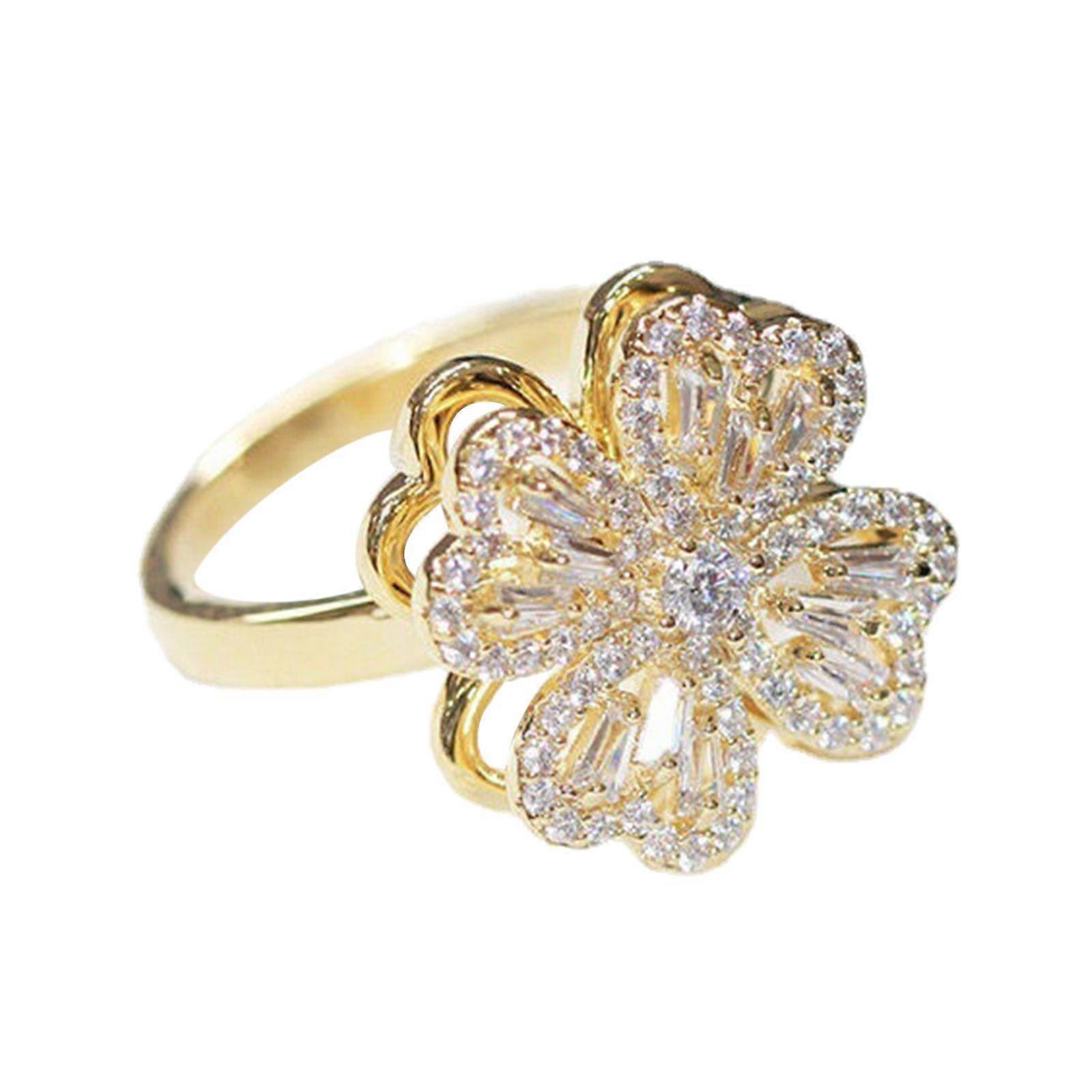 Korean Version Rotatable Four-leaf Clover Opening Ring Niche Design Retro Ring