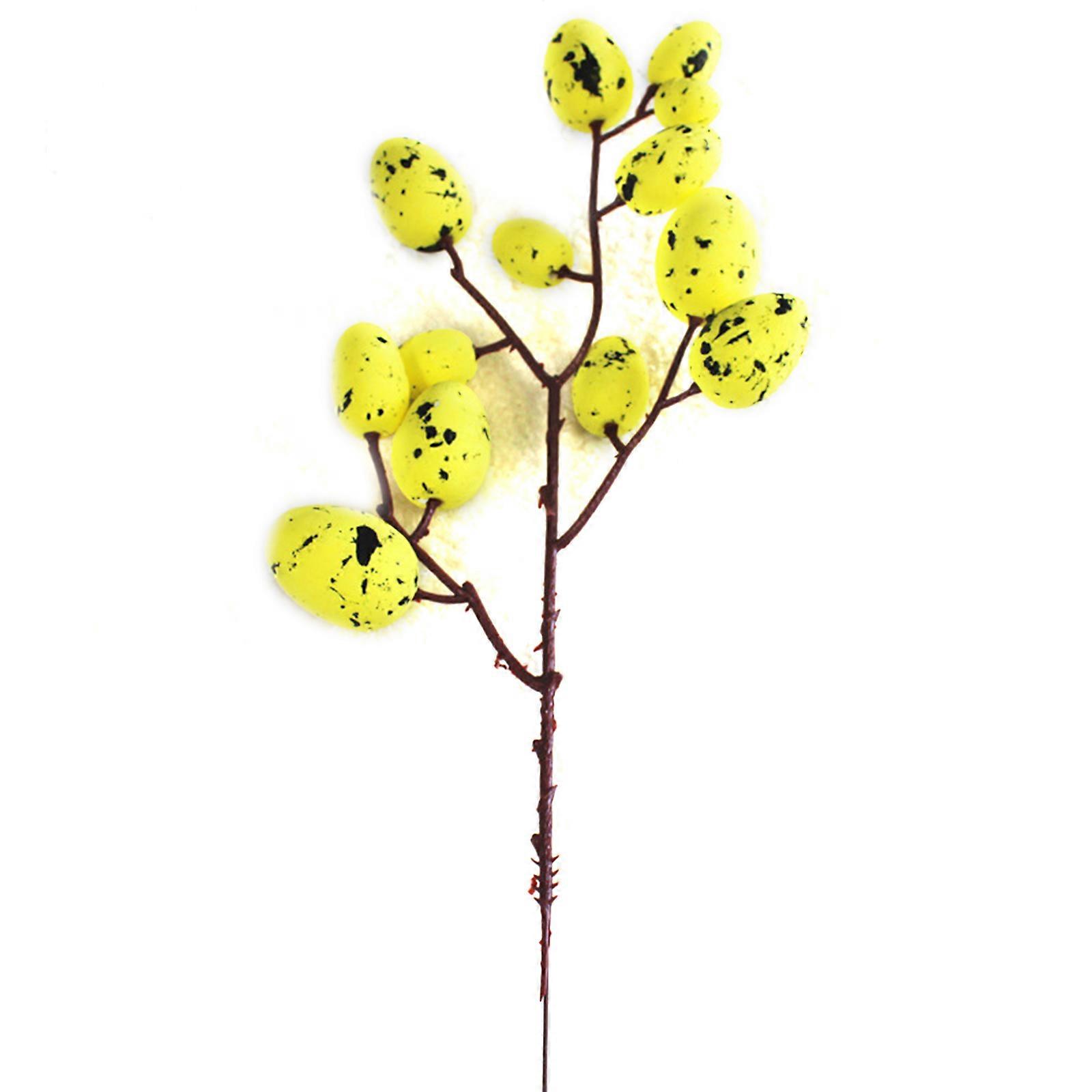 Easter Egg Artificial Tree Branch Colorful Foam Bird Eggs Decoration DIY Craft Home Spring Party Supplies  Yellow