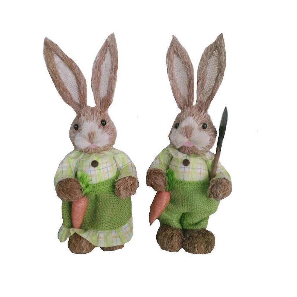 Easter Simulation Straw Bunny Artificial Straw Rabbit Ornament Cute Rabbit Decoration for Easter Theme Party Decorations