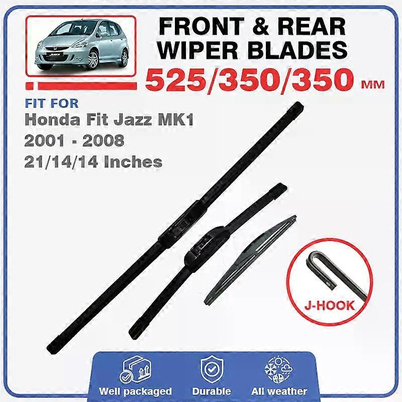 For For Honda Fit Jazz MK1 GD GE 2001 - 2008 Front Rear Windshield Wiper Blade Window 2002 2003 2004 2005 2006 2007 J Hook Refills