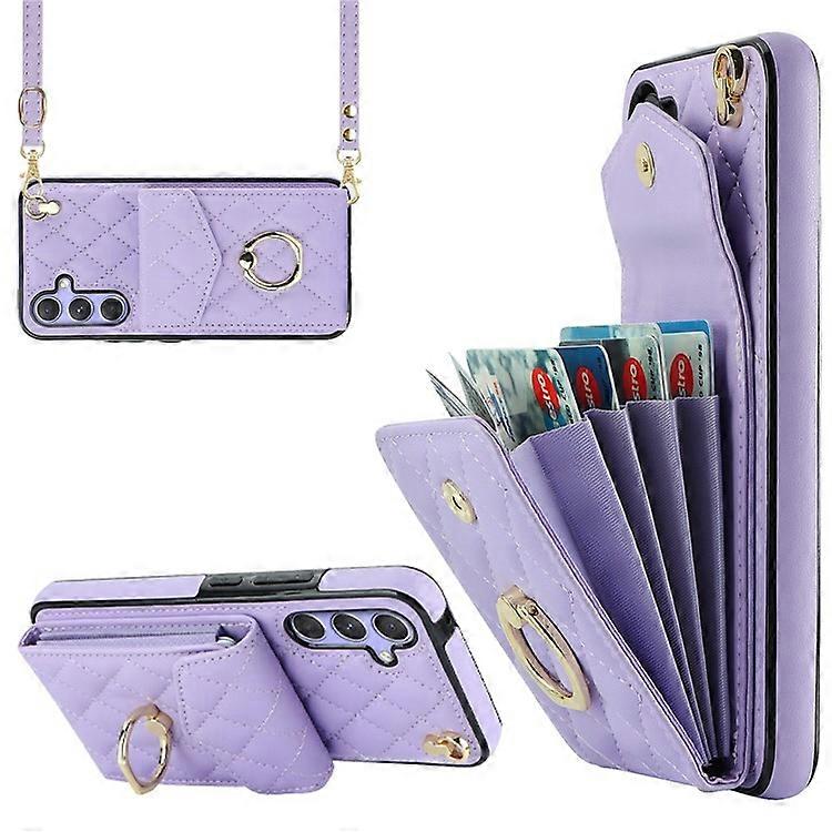Ring Kickstand Case Compatible For Samsung Galaxy A54 5G , PU Leather+TPU Multiple Card Slots RFID Phone Cover