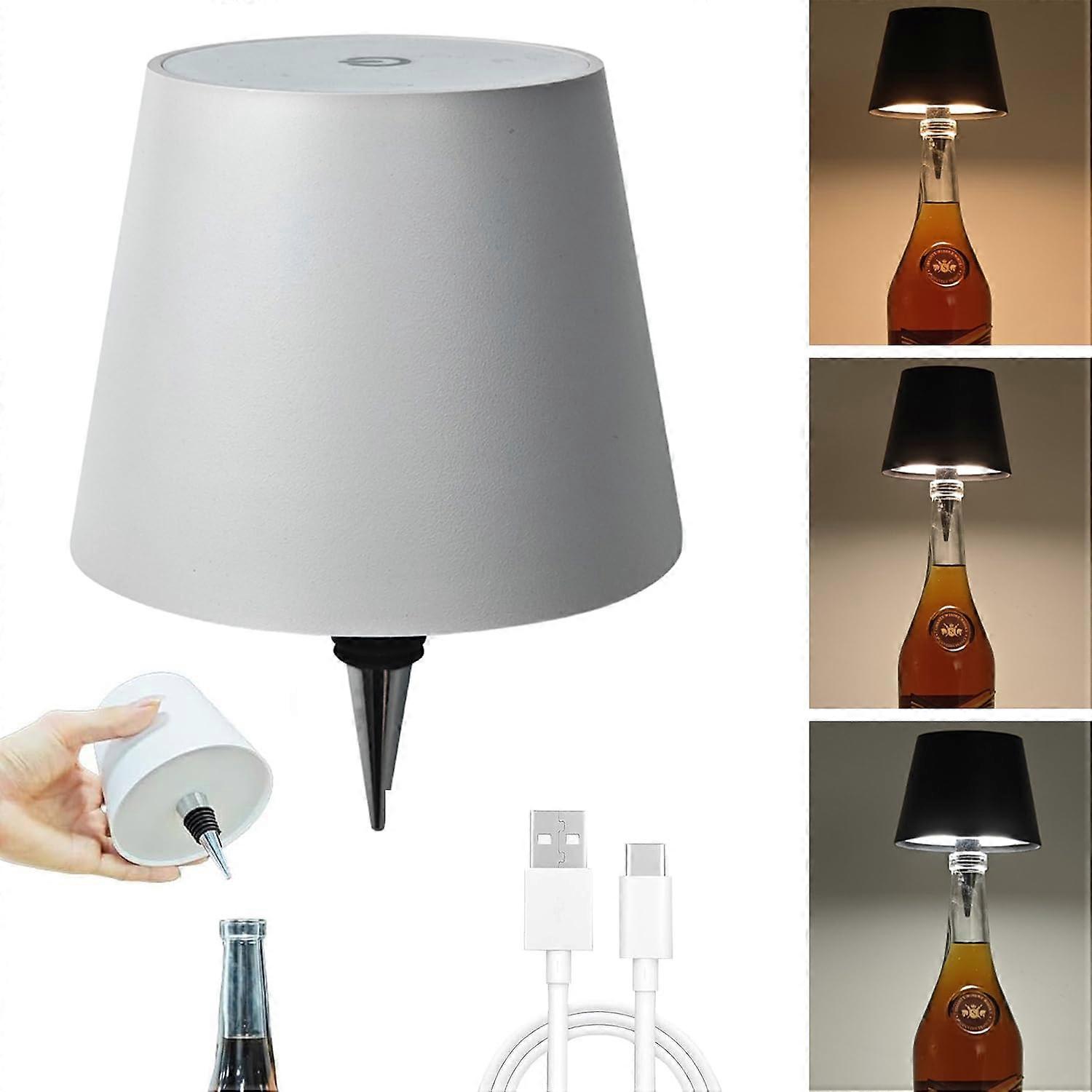 Wireless Bottle Lamp Portable LED USB Rechargeable Three-Mode Dimming Wine Bottle Decor